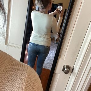 Off white LOFT sweater. Button cuffs. XS